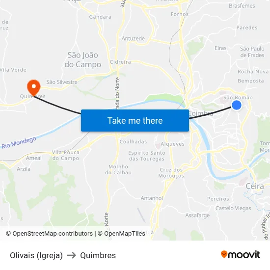 Olivais (Igreja) to Quimbres map