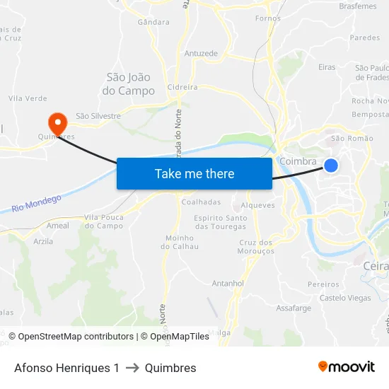 Afonso Henriques 1 to Quimbres map