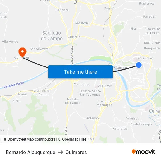 Bernardo Albuquerque to Quimbres map