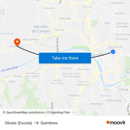 Olivais (Escola) to Quimbres map