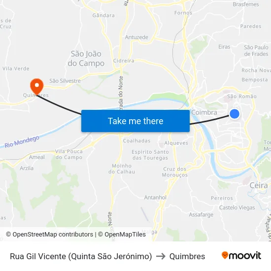 Rua Gil Vicente (Quinta São Jerónimo) to Quimbres map