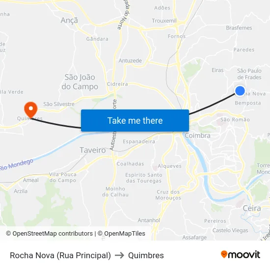 Rocha Nova (Rua Principal) to Quimbres map
