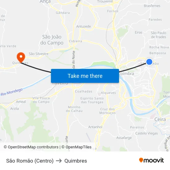 São Romão (Centro) to Quimbres map