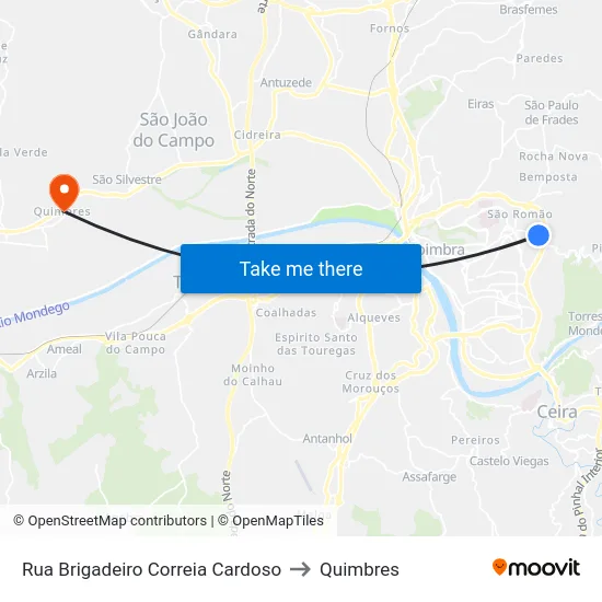 Rua Brigadeiro Correia Cardoso to Quimbres map