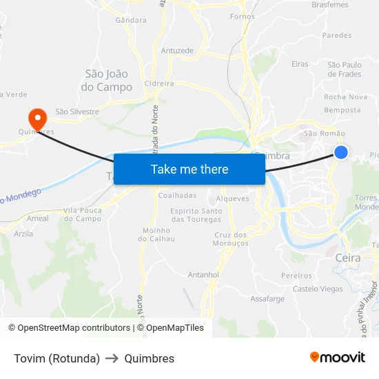 Tovim (Rotunda) to Quimbres map