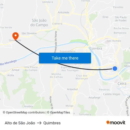 Alto de São João to Quimbres map