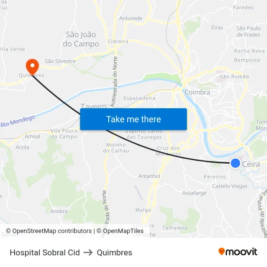 Hospital Sobral Cid to Quimbres map