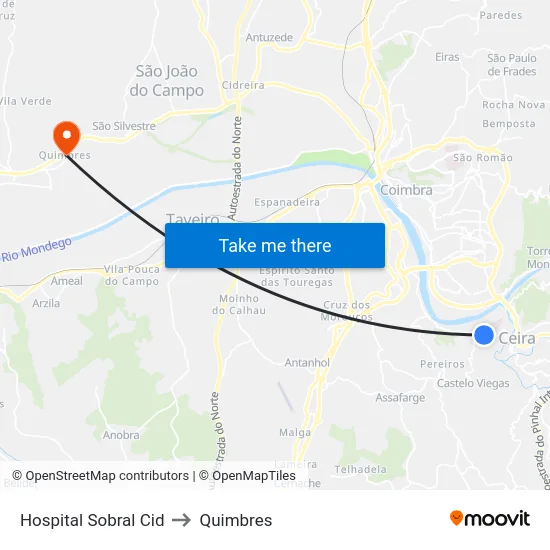 Hospital Sobral Cid to Quimbres map