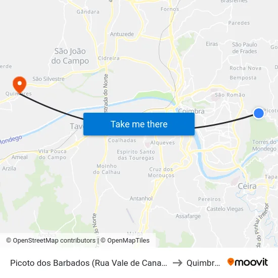 Picoto dos Barbados (Rua Vale de Canas) to Quimbres map