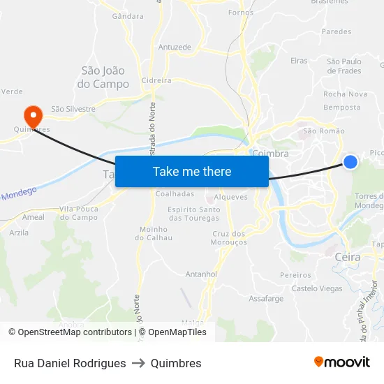 Rua Daniel Rodrigues to Quimbres map
