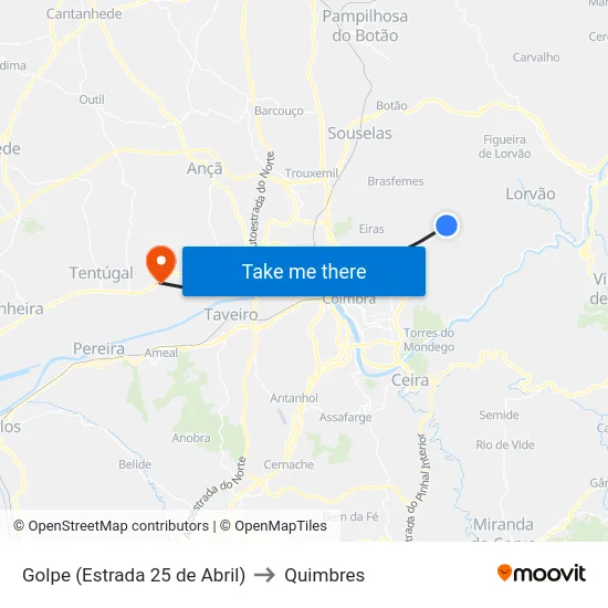 Golpe (Estrada 25 de Abril) to Quimbres map