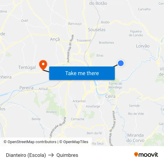 Dianteiro (Escola) to Quimbres map