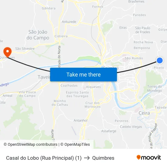 Casal do Lobo (Rua Principal) (1) to Quimbres map
