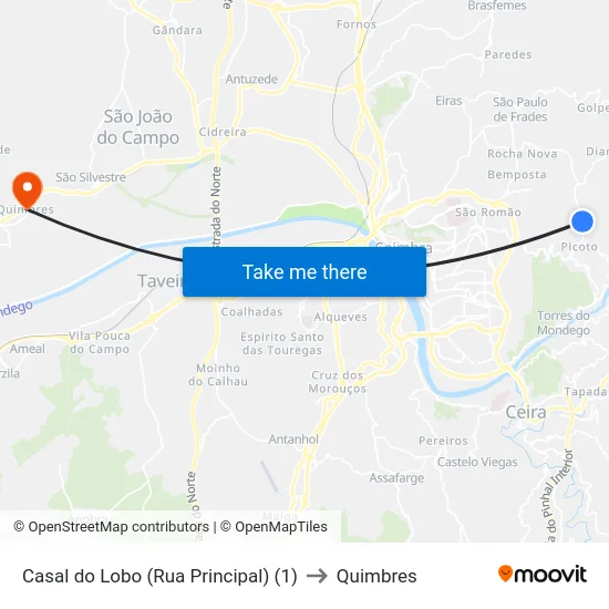 Casal do Lobo (Rua Principal) (1) to Quimbres map