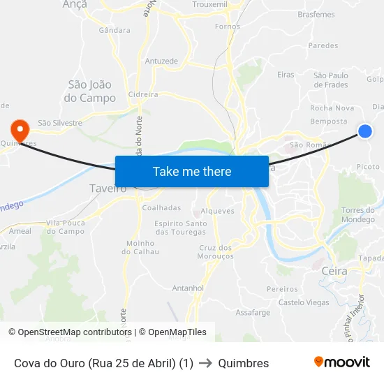 Cova do Ouro (Rua 25 de Abril) (1) to Quimbres map
