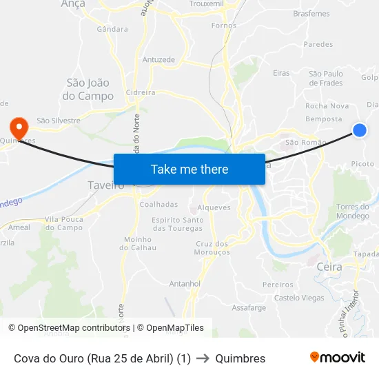 Cova do Ouro (Rua 25 de Abril) (1) to Quimbres map