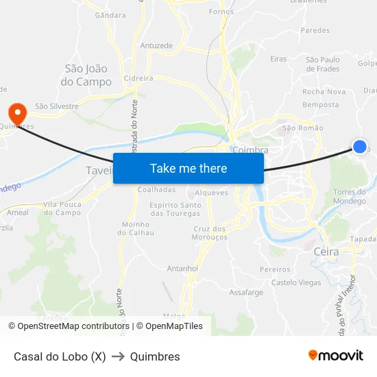 Casal do Lobo (X) to Quimbres map