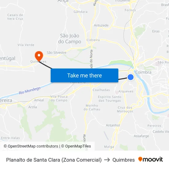 Planalto de Santa Clara (Zona Comercial) to Quimbres map