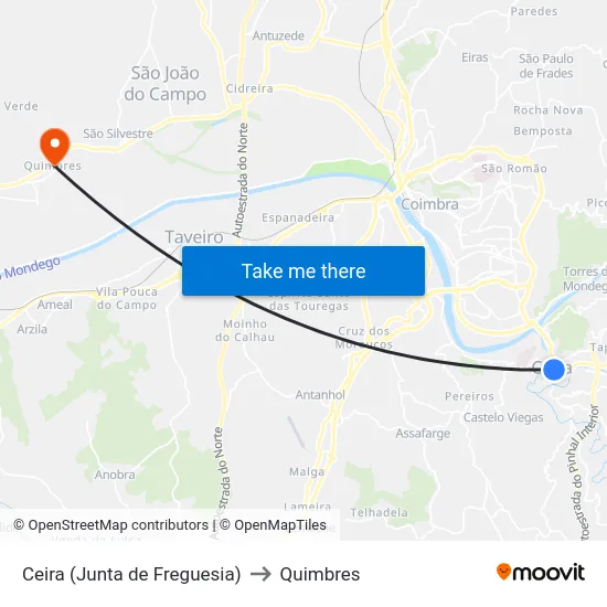 Ceira (Junta de Freguesia) to Quimbres map