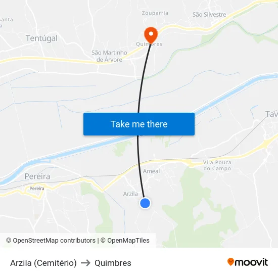 Arzila (Cemitério) to Quimbres map