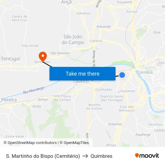 S. Martinho do Bispo (Cemitério) to Quimbres map