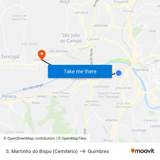 S. Martinho do Bispo (Cemitério) to Quimbres map