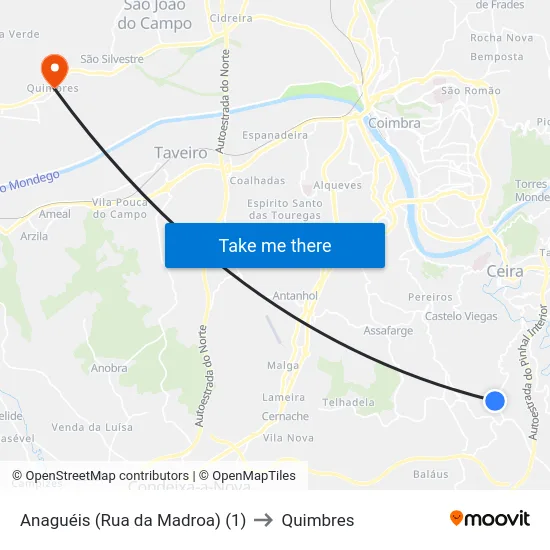 Anaguéis (Rua da Madroa) (1) to Quimbres map