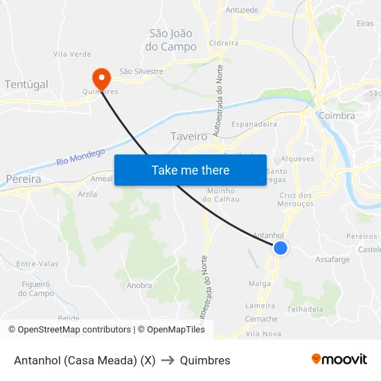 Antanhol (Casa Meada) (X) to Quimbres map
