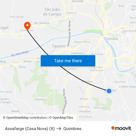 Assafarge (Casa Nova) (X) to Quimbres map