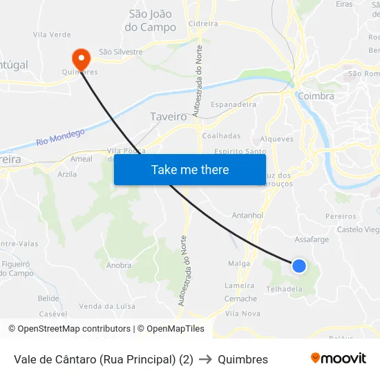 Vale de Cântaro (Rua Principal) (2) to Quimbres map