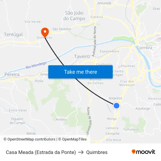 Casa Meada (Estrada da Ponte) to Quimbres map