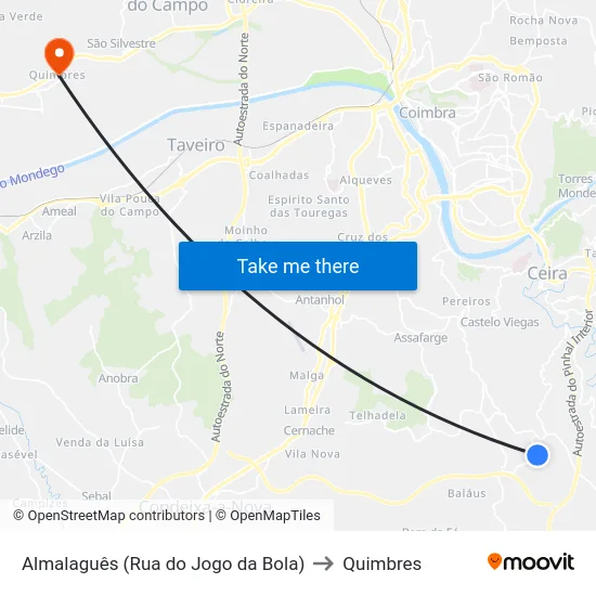 Almalaguês (Rua do Jogo da Bola) to Quimbres map