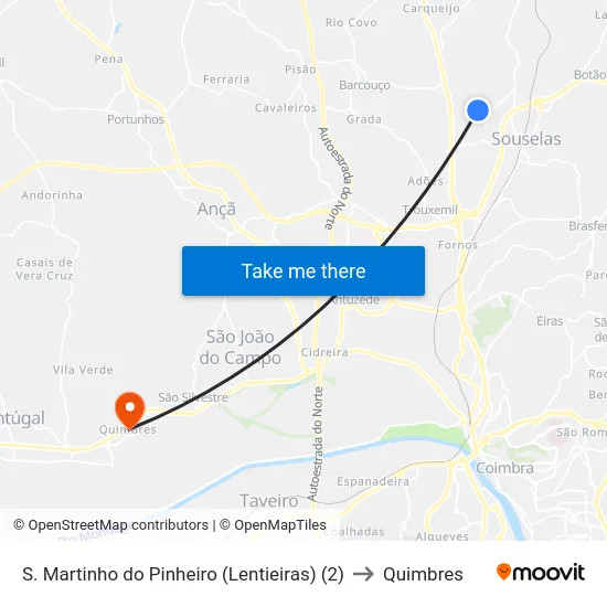 S. Martinho do Pinheiro (Lentieiras) (2) to Quimbres map