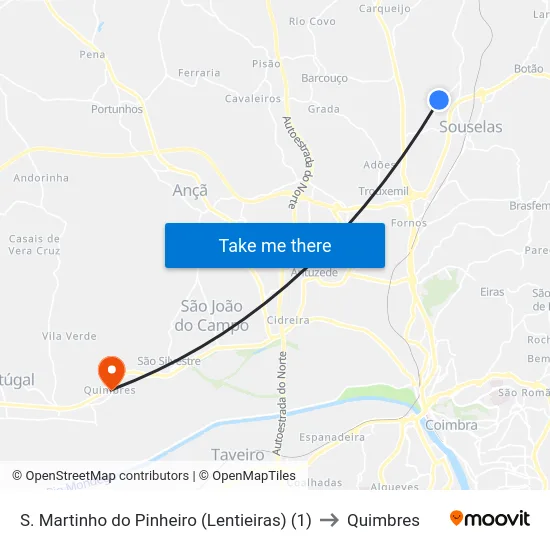 S. Martinho do Pinheiro (Lentieiras) (1) to Quimbres map
