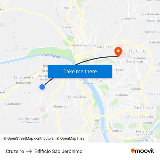 Cruzeiro to Edifício São Jerónimo map