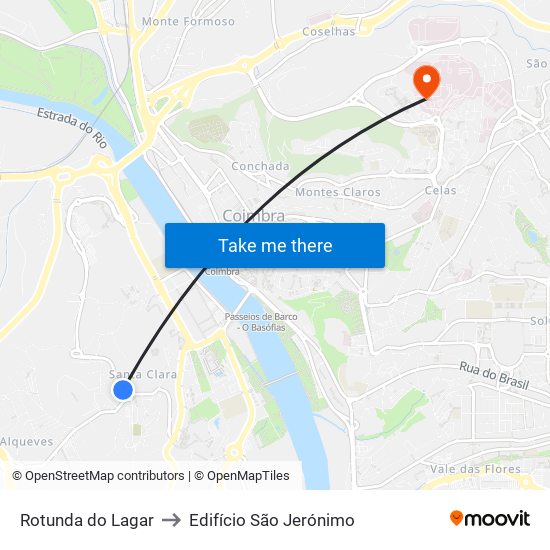 Rotunda do Lagar to Edifício São Jerónimo map