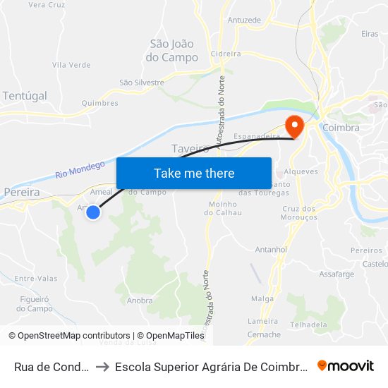 Rua de Condeixa to Escola Superior Agrária De Coimbra (Esac) map