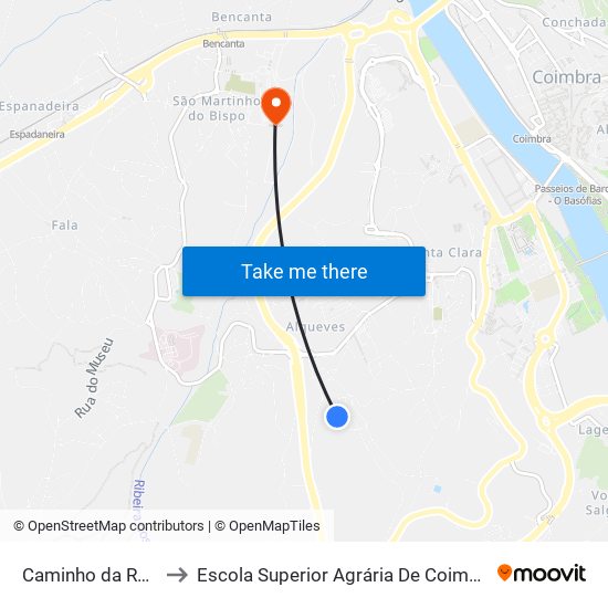 Caminho da Raposa to Escola Superior Agrária De Coimbra (Esac) map