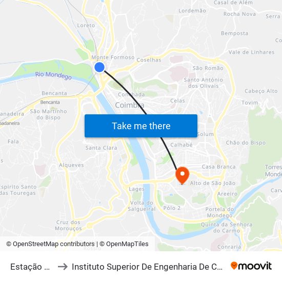 Estação Velha to Instituto Superior De Engenharia De Coimbra (Isec) map