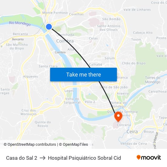 Casa do Sal 2 to Hospital Psiquiátrico Sobral Cid map