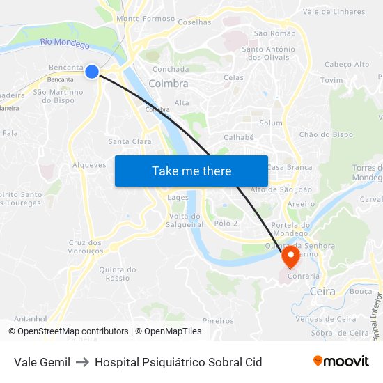 Vale Gemil to Hospital Psiquiátrico Sobral Cid map