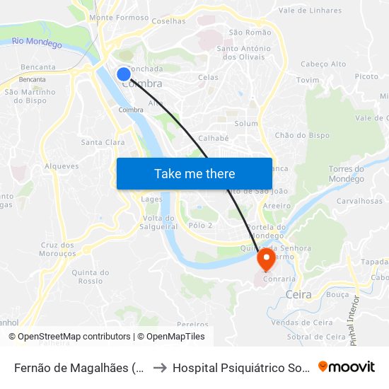 Fernão de Magalhães (arnado) to Hospital Psiquiátrico Sobral Cid map