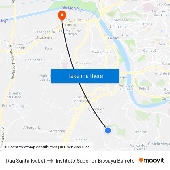 Rua Santa Isabel to Instituto Superior Bissaya Barreto map