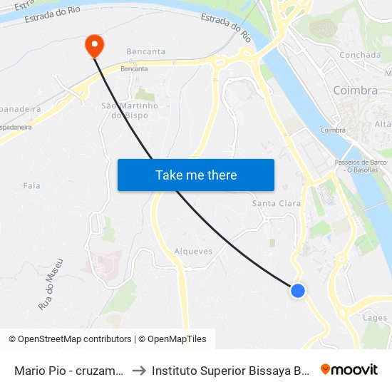 Mario Pio - cruzamento to Instituto Superior Bissaya Barreto map