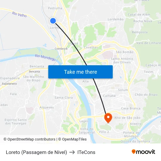 Loreto (Passagem de Nível) to ITeCons map