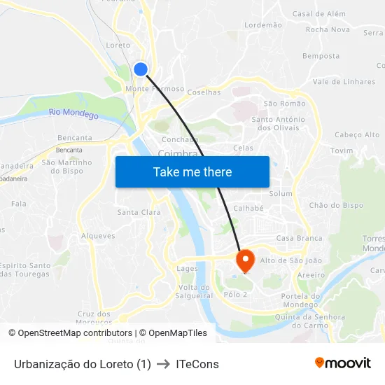 Urbanização do Loreto (1) to ITeCons map