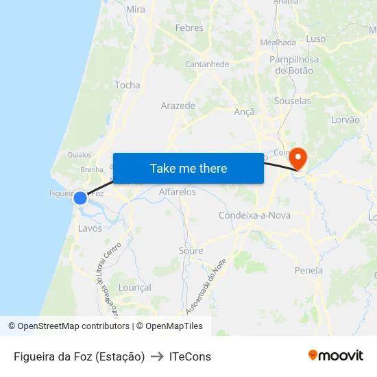 Figueira da Foz (Estação) to ITeCons map