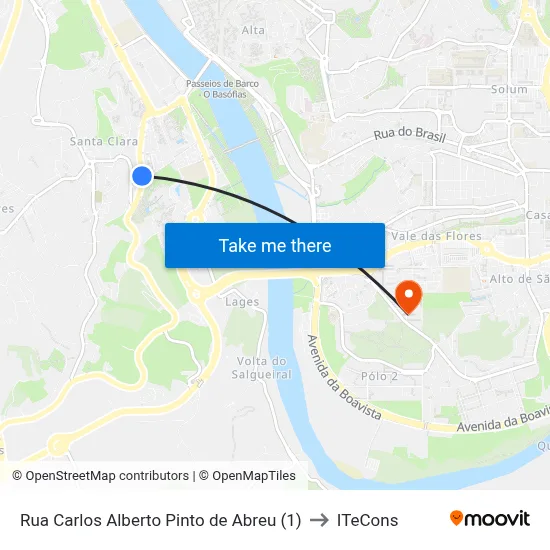 Rua Carlos Alberto Pinto de Abreu (1) to ITeCons map
