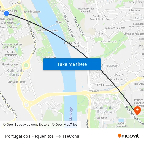 Portugal dos Pequenitos to ITeCons map