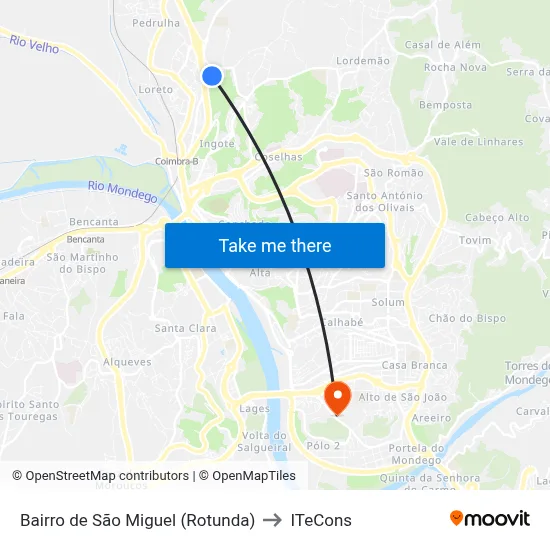 Bairro de São Miguel (Rotunda) to ITeCons map